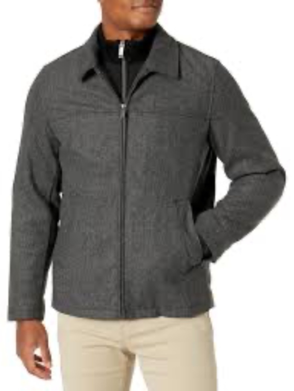 Men's Dockers Black Quilted-Lined Wool Blend Jacket